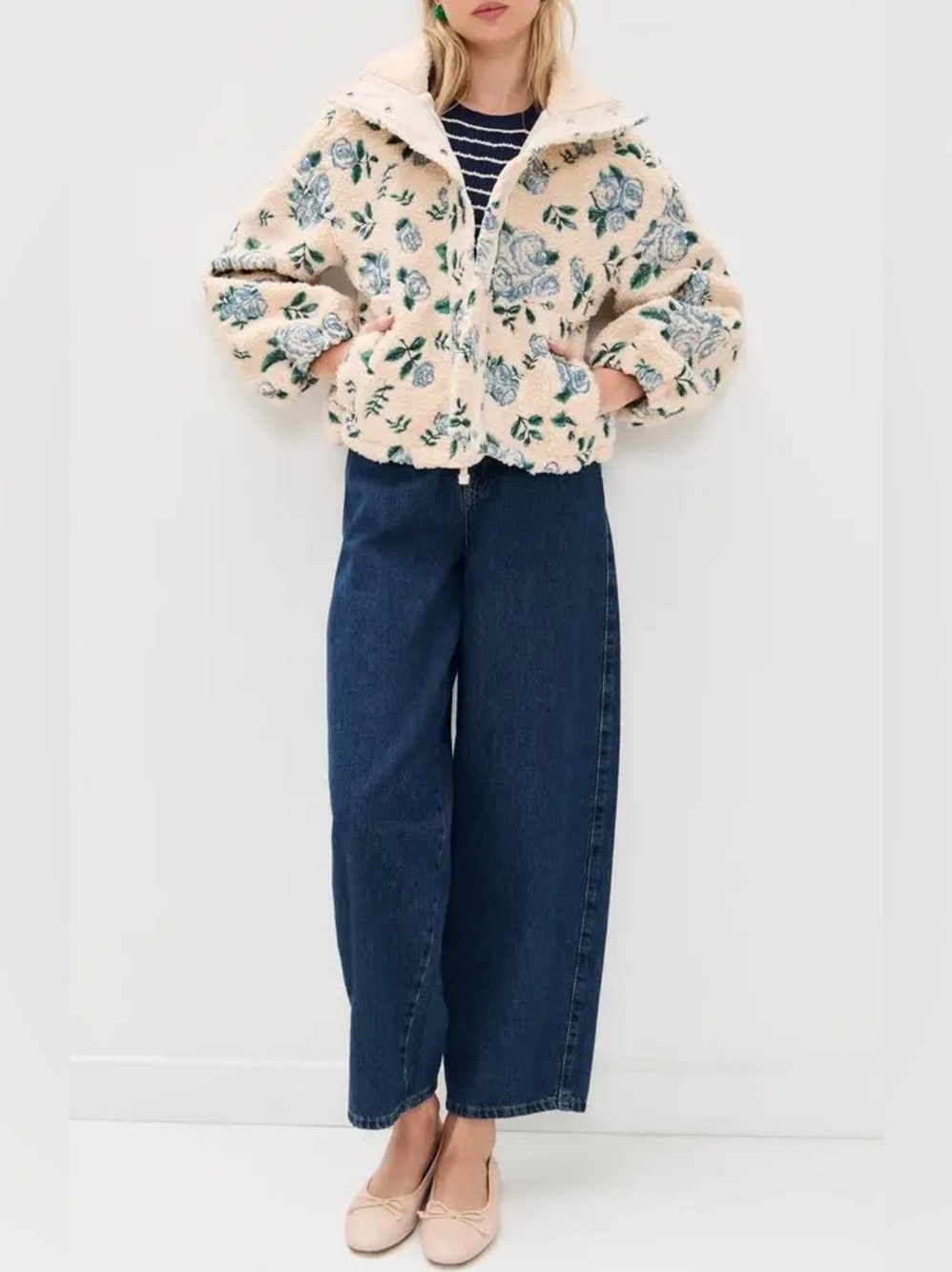 The Tiny Big Sister Roses Sherpa Jacket Size M/38 - Picture 9 of 13